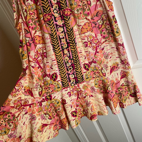 Free People Summer in Tulum Linen Blend Floral Tunic Top - Size Medium - Picture 5 of 11